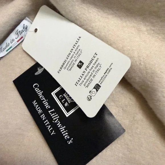 Catherine Lillywhite's Womens Beige Draped Waterfall Vest Made in Italy OSFM - Picture 3 of 6